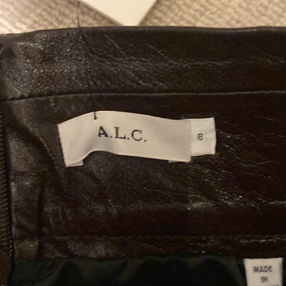 A.L.C. Brown leather skirt with tie at waistband - Picture 3 of 5